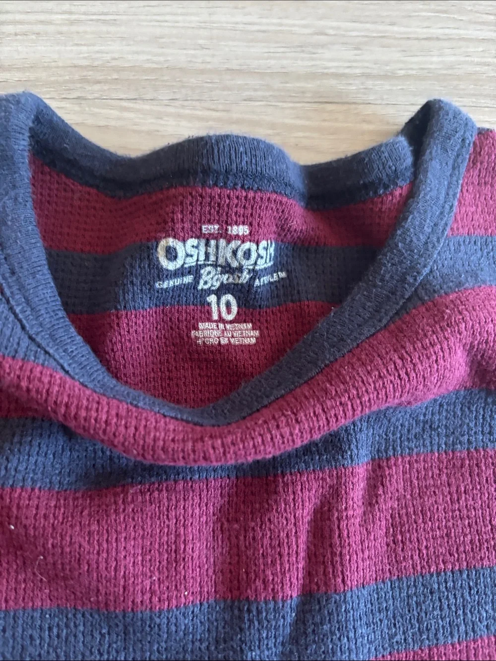 OshKosh B'gosh Boys Burgundy and Charcoal Striped Crewneck Sweater